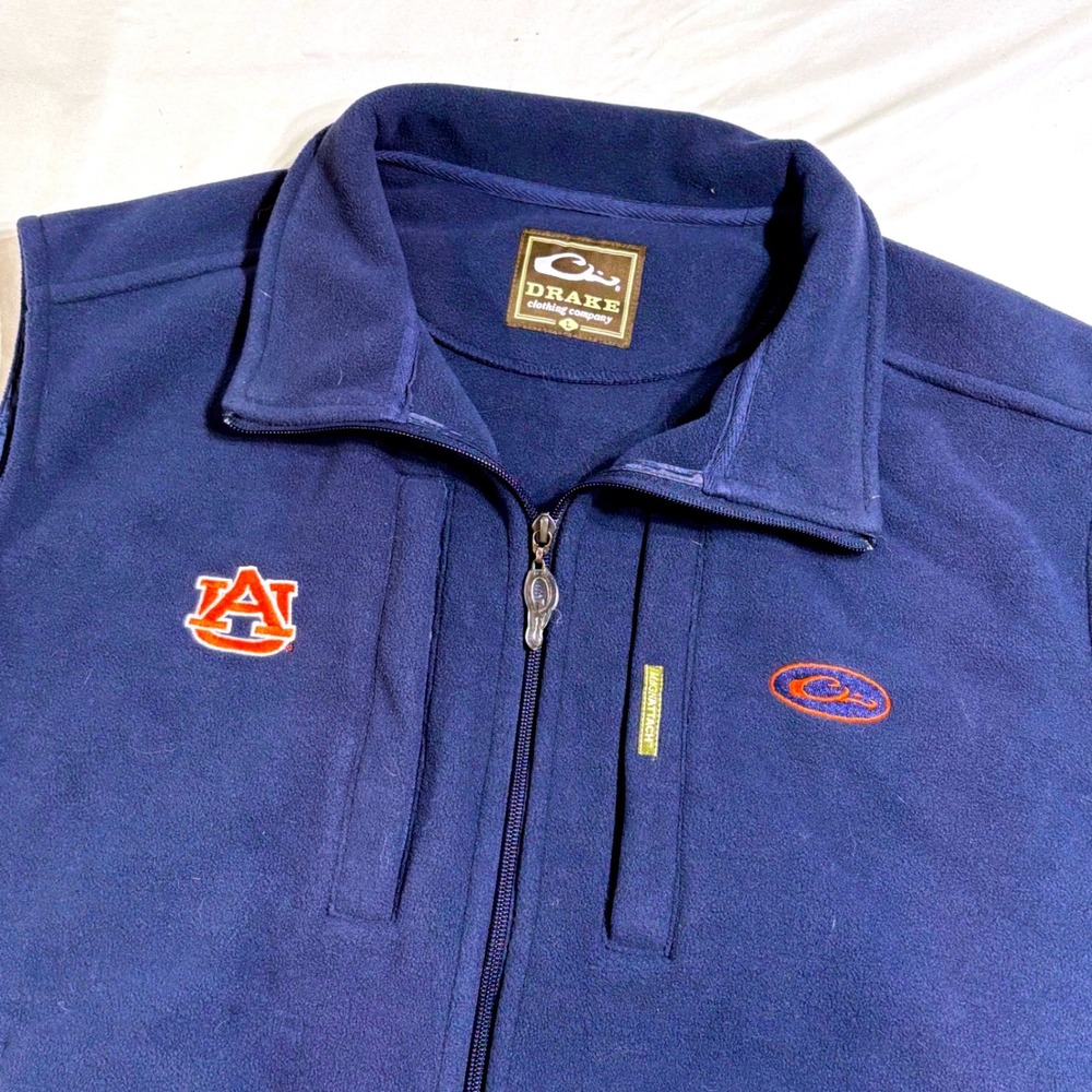 Drake Auburn Tigers Vest Mens Large Navy Blue Fleece Magnattach Pockets Gorpcore